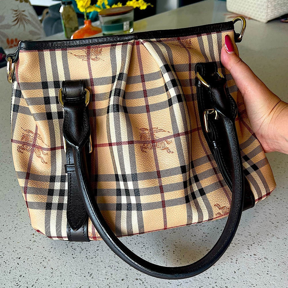Authentic Burberry Plaid Pattern Handbag